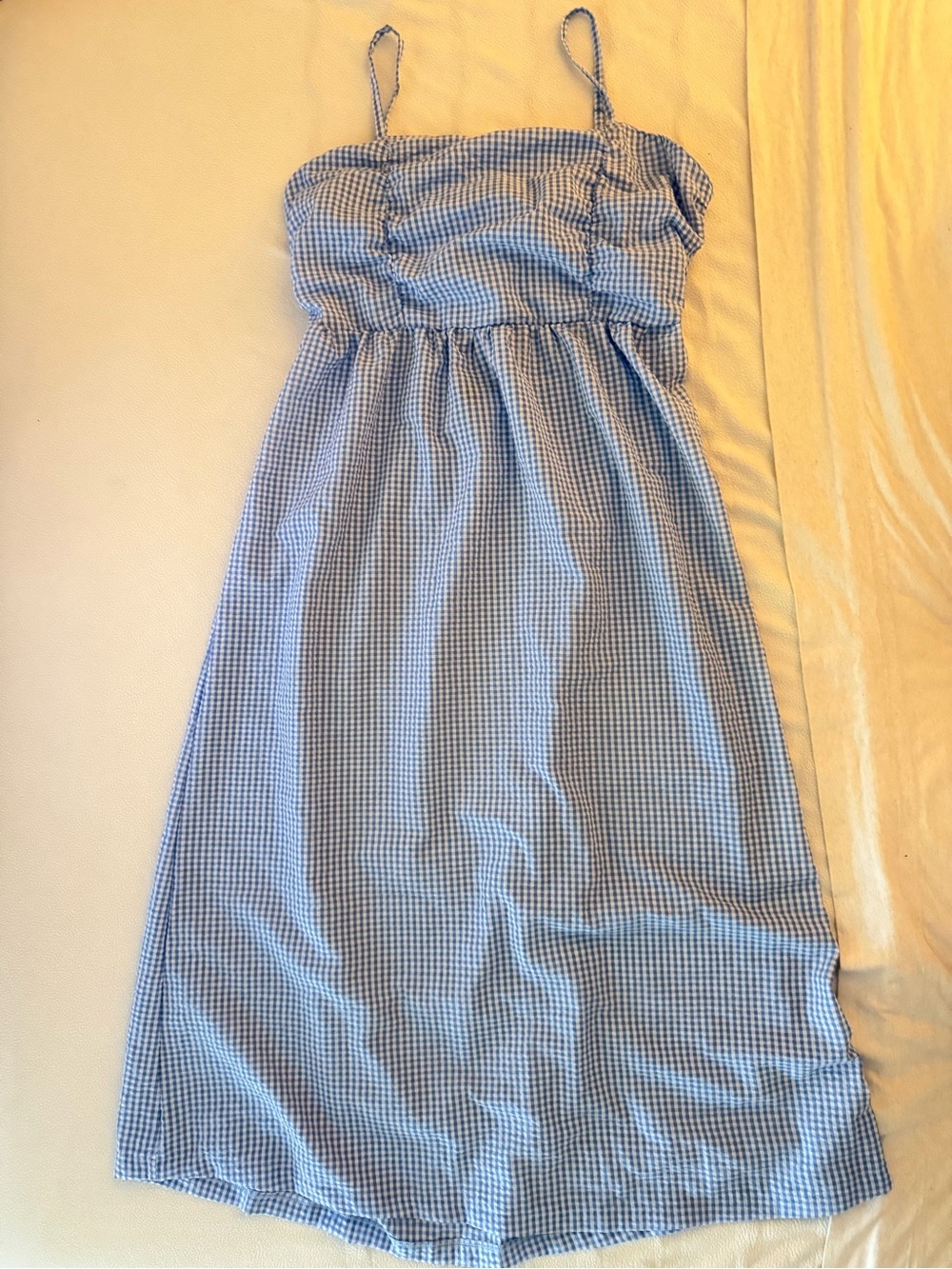 Steve Madden Ashlynn Midi Dress Blue White Gingham A-Line Bow Women’s L 10 NWOT - Picture 6 of 9